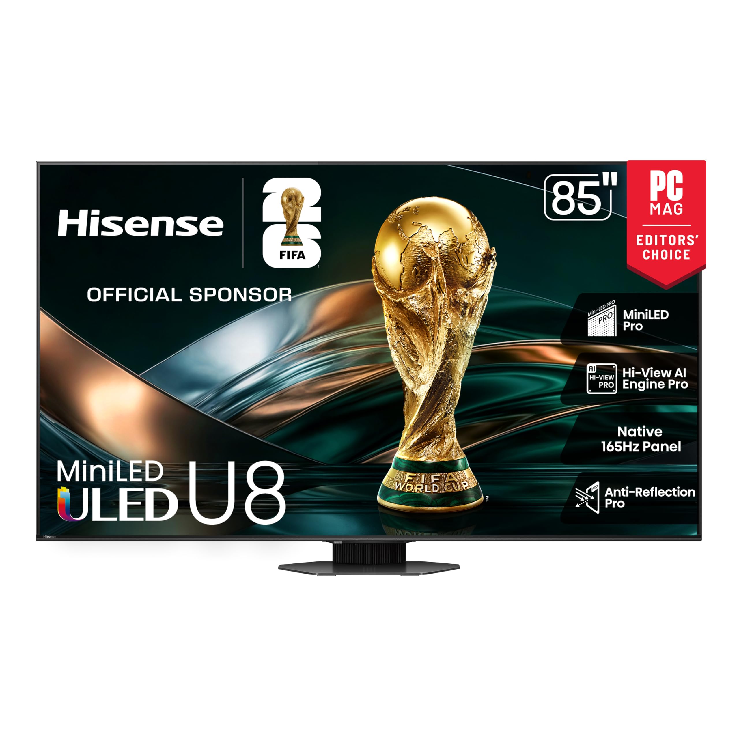 Hisense 85" U8 Series ULED Mini-LED 4K UHD Smart Google TV (85U8QG) - QLED, Native 165Hz, VRR 288, Up to LD5600, 5000 Nits, HDR10+, Dolby Vision IQ · Atmos, IMAX Enhanced, 4.1.2 Ch Audio