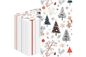 100-PK Christmas Paper Napkins Disposable: Guest Dinner Hand Towels, Xmas Trees Design for Table Decor, Bathroom, Home, Kitch