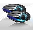 BIKECOMM BK-S2 Motorcycle Bluetooth Intercom Headset - Helmet Communication System, Waterproof Speaker, Voice Comm Earbuds, Helmet Headphone, Noise Cancellation (Duo Black)