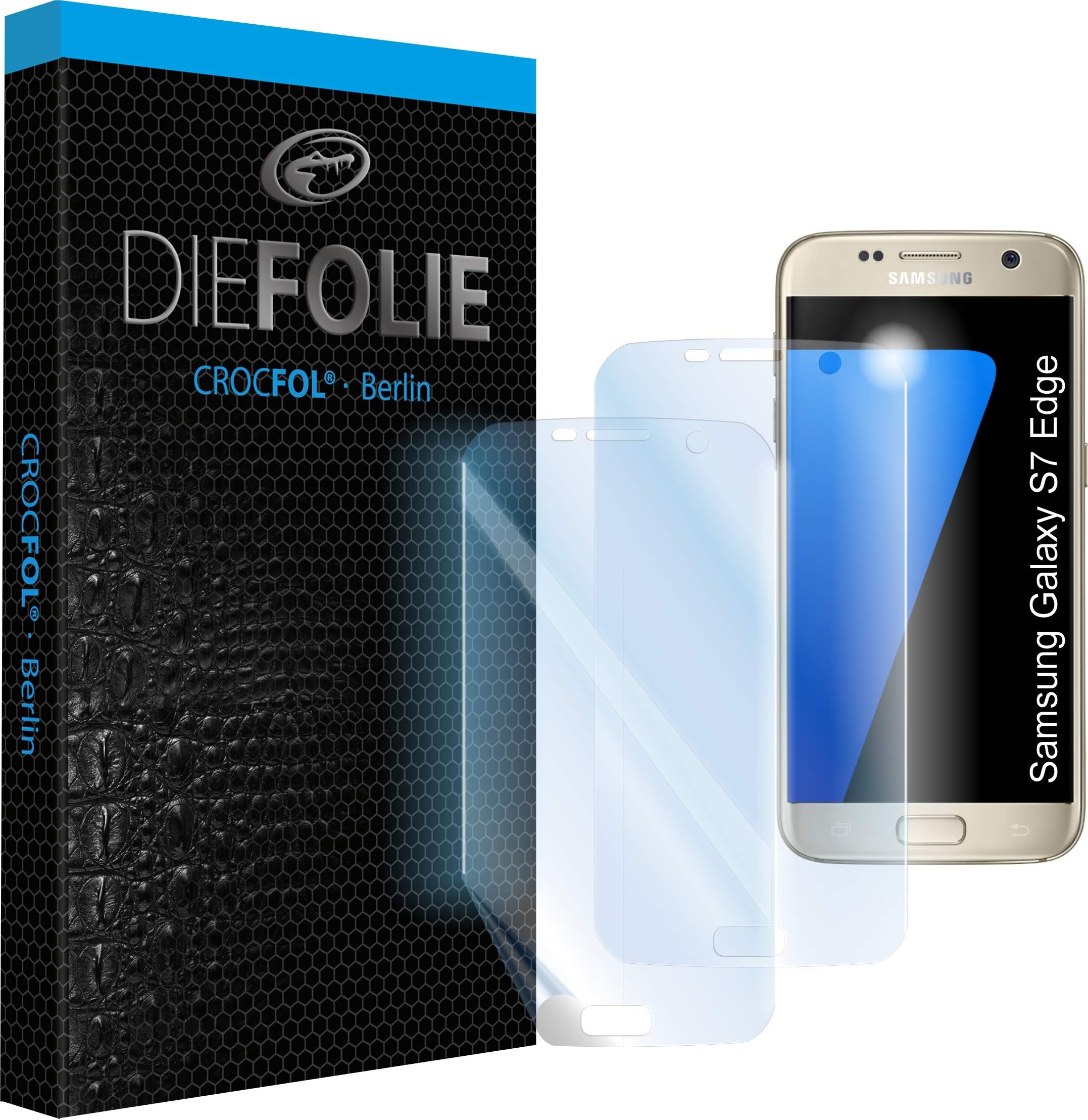 Samsung Galaxy S7 Edge: Casefit Screen Protector (2 Pack) DIEFOLIE – Made in Germany, Antibacterial Sealing Liquid Glass SiO2 Technology, Bubble-Free Anti Shock Scratch Resistant, Self-Healing (1. Fullcover)