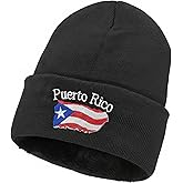 Puerto Rico Beanie Hat – Warm Knit Winter Cap with Embroidered Flag | Unisex Fleece-Lined Skull Cap – Multiple Colors