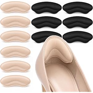12 Pcs Heel Grips, Shoe Inserts and Heel Pads for Shoes Too Big | soft foam cushions, anti slip, back of shoe, prevent bliste
