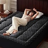Anluoer Mattress Topper Queen Memory Foam for Back Pain,Down Alternative Pillow Top Mattress Topper,Thick Mattress Pad with 8-21" Deep Pocket, 60x80 Inches, Dark Grey