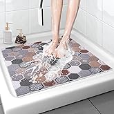 Shower Mat Bathtub Mat Non-Slip - 36x36 Inch, Soft Comfort Bath Mat with Drainage Holes, PVC Loofah Massage Bathmat for Shower, Tub, Bathroom, Wet Areas, Quick Drying