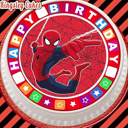 Decorazione Per Torte Commestibile E Pre Tagliata Rotonda Di 19 Cm Con Disegno Di Spider E La Scritta Inglese Happy Birthday Sul Bordo Lingua Italiana Non Garantita Amazon It Casa E Cucina