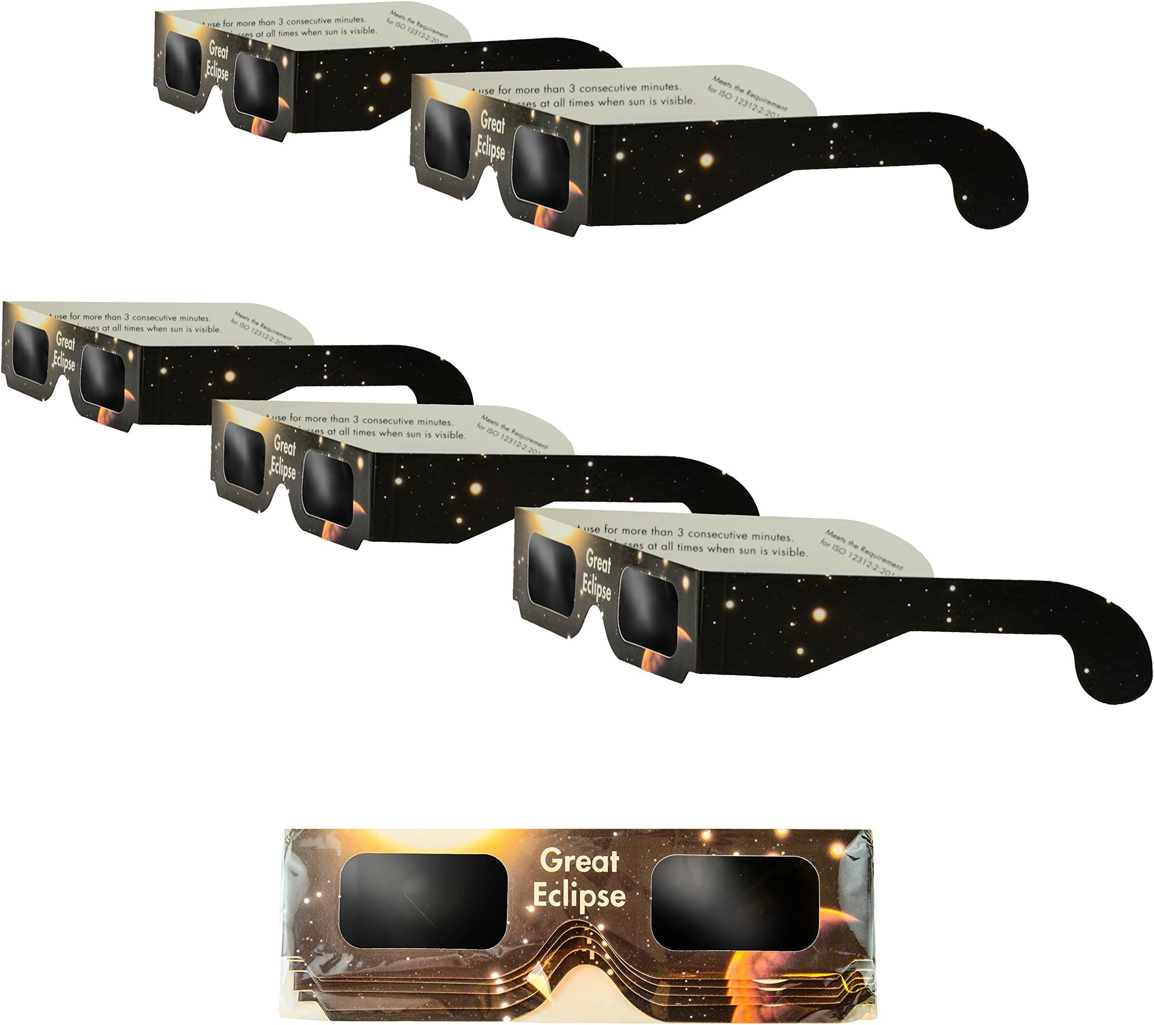 na SEG-013 Solar Eclipse Glasses | ISO & CE Certified Safe Solar Eclipse Shades | Viewer and Filters | Protection for All Ages (5 Pack)