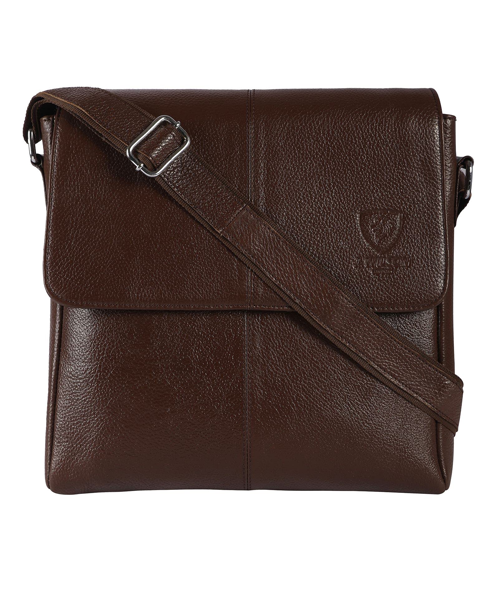 J. Wilson London 100% Pure Genuine Real Vintage Hunter Leather Handmade Mens Leather Flapover Everyday Crossover Shoulder Work iPad Messenger Bag (Brown)