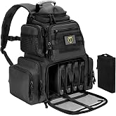 TIDEWE Tactical Range Backpack for Handguns, Gun Range Bag, Black | 5 Pistol Cases, 6 Magazine Slots, Large Capacity, Durable Build, Organized Compartments, MOLLE System, Rain Cover
