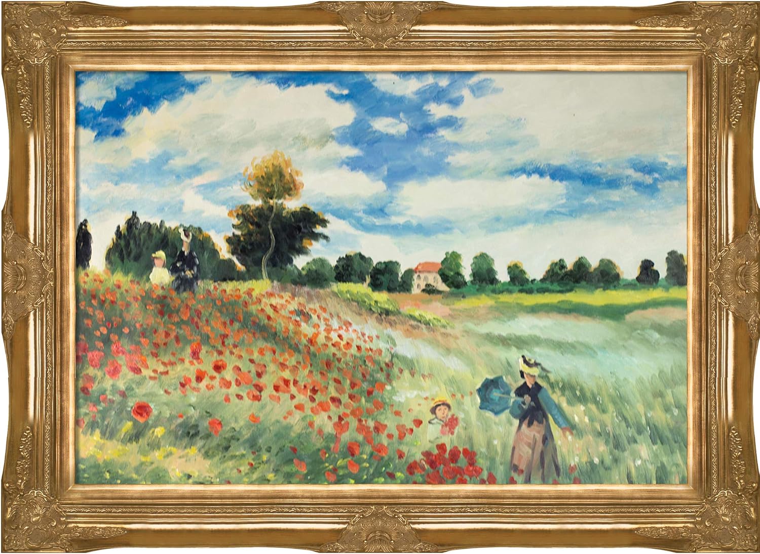 Paintings - overstockArt Poppy Field in Argenteuil by Monet with Victorian Frame, Gold Finish, 44