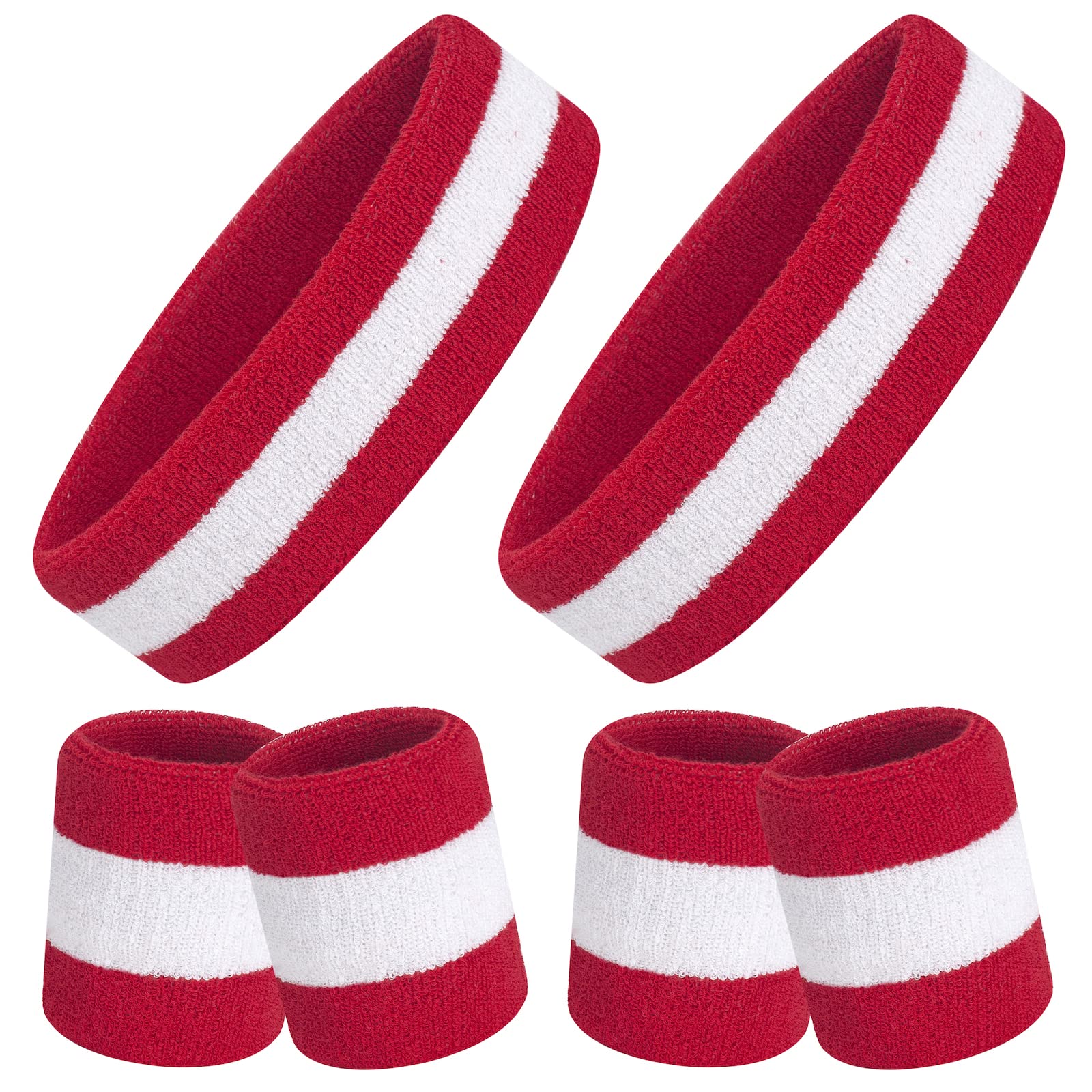 ONUPGO 6 Pieces Sweatbands Set - Including 2pcs Sports Headband and 4pcs Wristband Sports Band for Gym Workout & Yoga, Football Baseball Basketball Soccer Boxing & Tennis