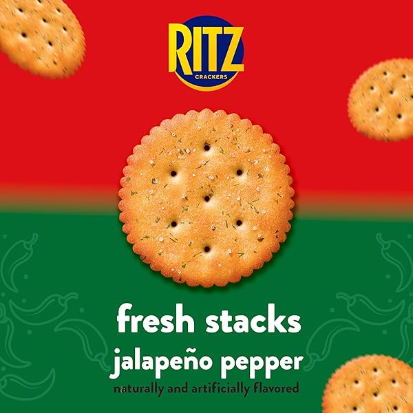 RITZ FRESH STACKS JALAPENO PEPPER CRACKERS, TRAVEL SNACKS, 11.8 OZ (8 MULTI SNACK PACKS)