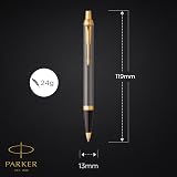 Parker IM Grey Lacquer Ballpoint Pen with Gold Trims Medium Point Blue Ink view 3