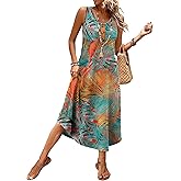 WIHOLL Summer Dresses for Women 2026 Button Front Sleeveless Casual Midi Dress Beach Vacation Sundresses with Pockets