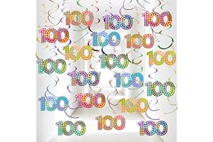54 Pcs 100th Day of School Hanging Swirls 100 Days of School Party Decorations Happy 100 Day Ceiling Streamers Colorful Paper
