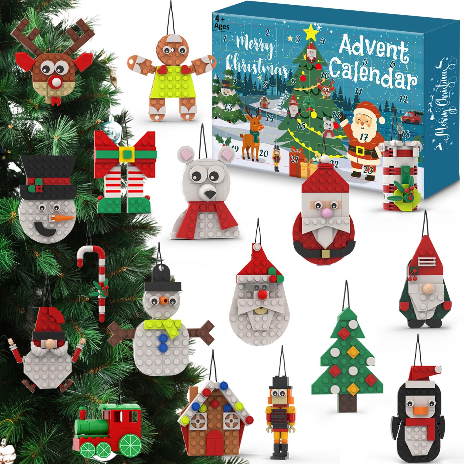 Photo 1 of Advent Calendar 2025 Kids – 24 Days Christmas Ornaments Building Blocks for Boys Girls Ages 4, 5, 6-12, Fun Building Bricks Advent Toys for Christmas Party Favors, Stocking Stuffers, Holiday Gifts