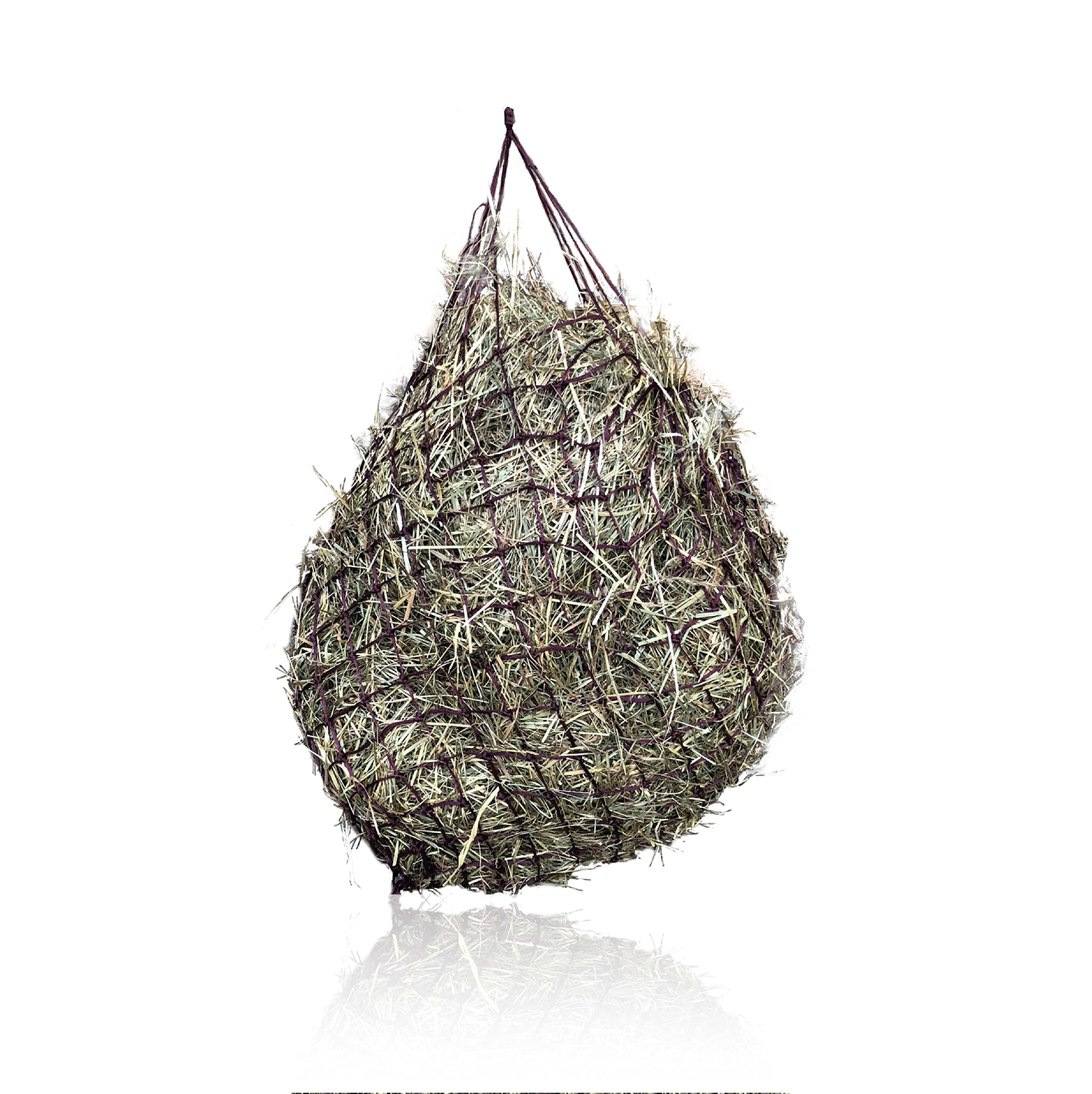 Extra Large Hay Net for Horses, 5 x 5 cm, Mesh, Species-Appropriate Feeding, Improved Digestion, Hay Bag for Travel, Feeding Bag for Ponies, Young Horses, Old Horses, Goats (4 x Bordeaux)