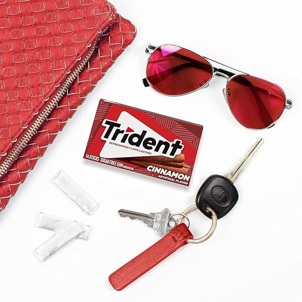 TRIDENT CINNAMON SUGAR-FREE CHEWING GUM, 3 PACKS OF 14 PIECES (42 TOTAL PIECES)