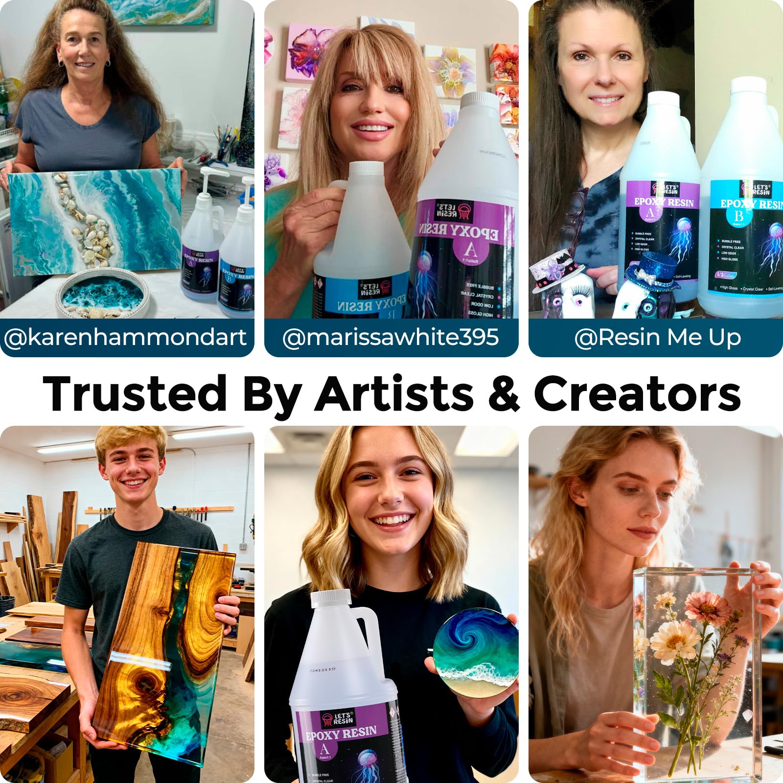 LET'S RESIN Epoxy Resin Kit,1 Gallon Bubble Free & Crystal Clear Epoxy Resin for Table Top, Casting, DIY, Art, Molds,Jewelry（Including 0.5 Gallon Resin + 0.5 Gallon Hardener）