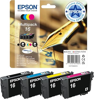 Epson 16XL Pen & Crossword Genuine Multipack Four Colors DURABrite Ultra Ink