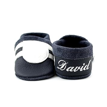 little foot company 1312 Krabbelschuhe Babyschuhe Lauflernschuhe mit Namensstickerei Sport weiches Leder marine 18/19 ca. 9-1