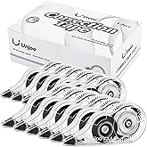 Unjoo White Correction Tape, For school, Office,12pack, 5M/196"x0.2",Black | Easy To Use Applicator for Instant Corrections Wrong Writing At Any Time, Tear-Resistant Correction tape Bulk
