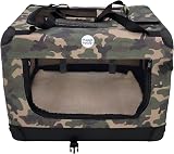 HugglePets Green Camo Fabric Dog Crate Carrier Medium 60cm Foldable view 2