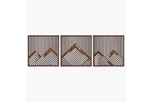 Geometric mountain wood wall art decor, 3 piece mountain wooden wall decoration, Large geometric wall art, Living Room Decor