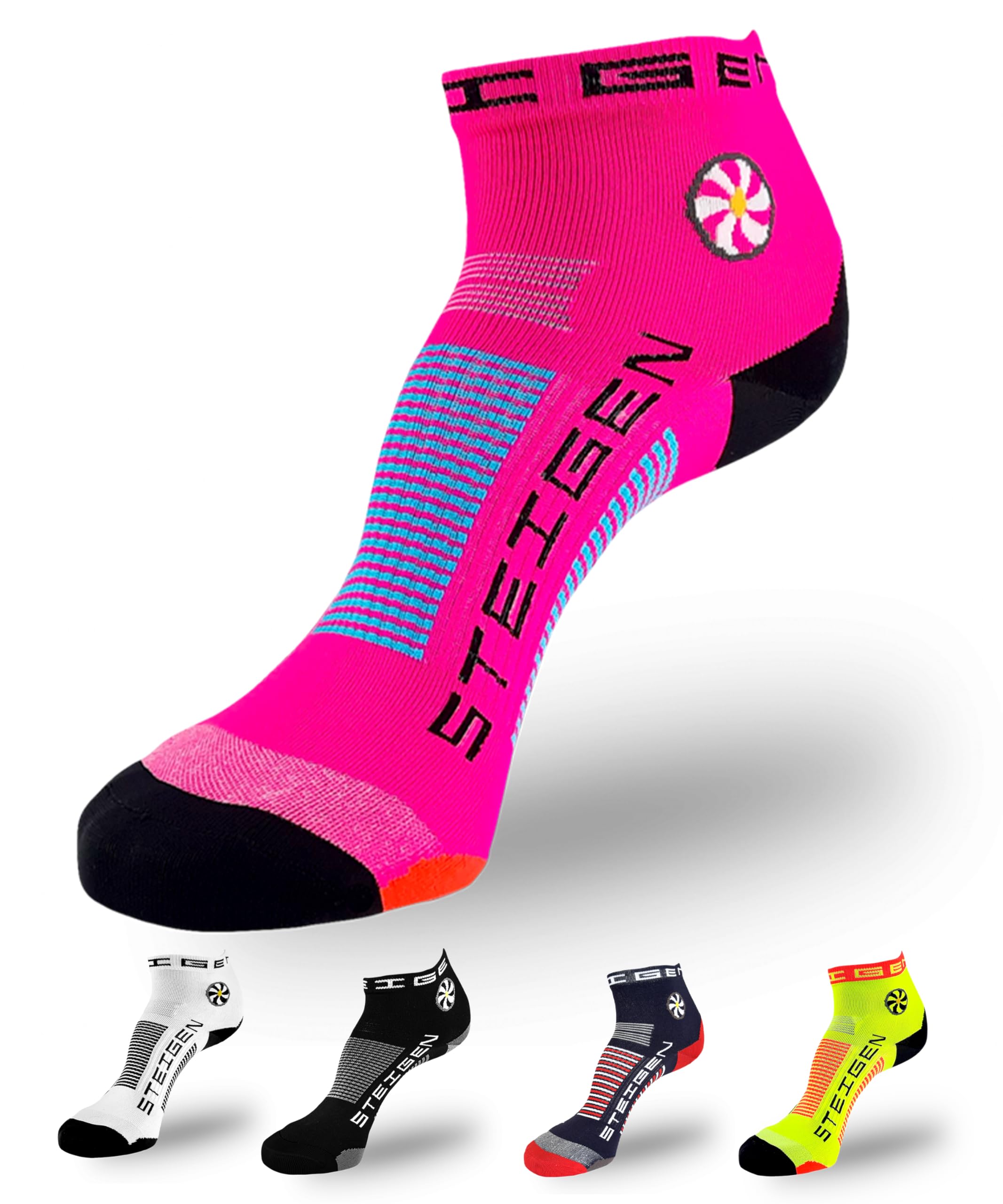 Steigen ¼ Length Running Socks - Ankle Socks for Men and Women - Anti Blister for Performance and Comfort - Moisture-Wicking, Breathable - 5-12 Unisex Size, Pink
