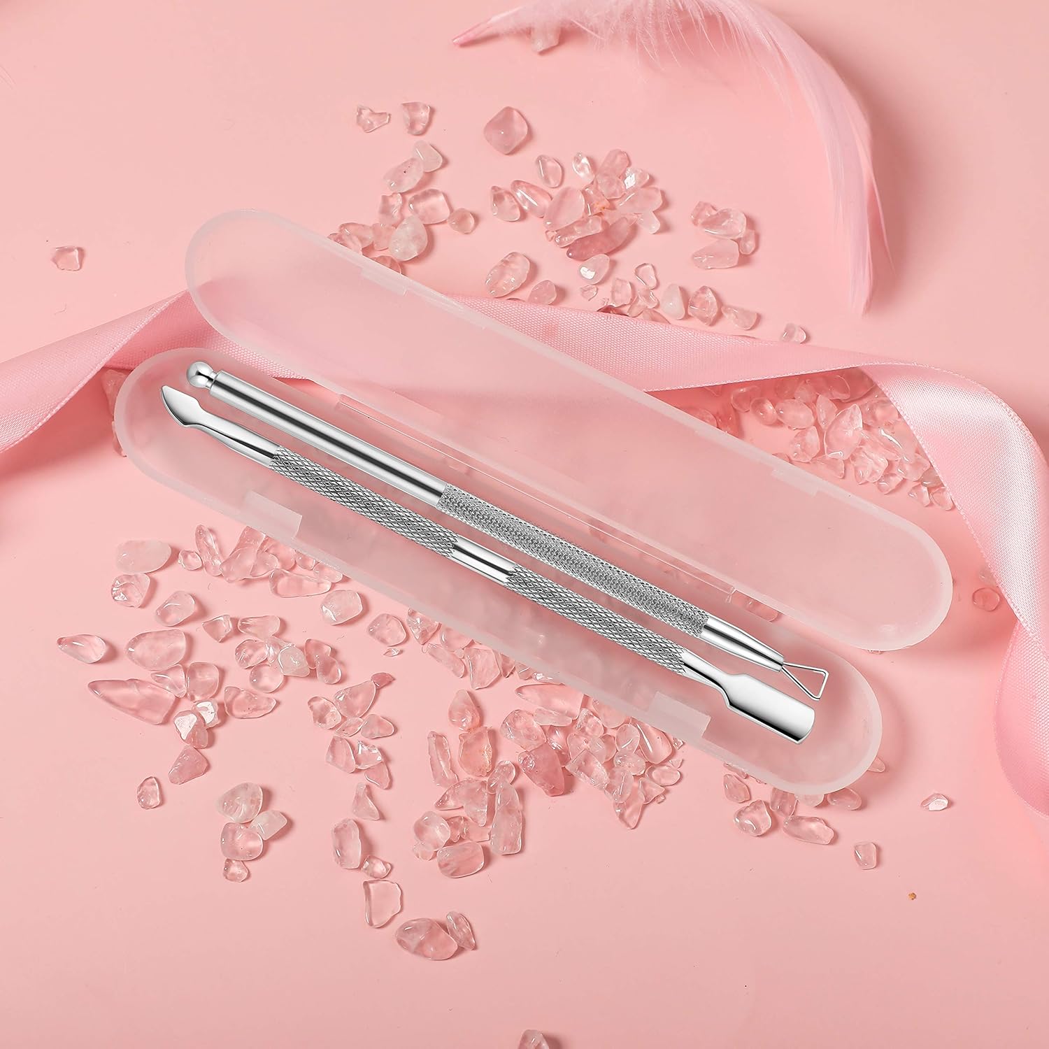 2PCS Cuticle Pusher and Cutter with Storage Case,YINYIN Professional Cuticle Pusher Nail Polish Remover Stainless Steel Manicure Tool Set,Durable Pedicure Manicure Tools for Fingernails Toenails: Beauty