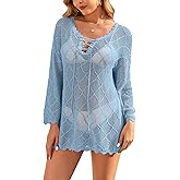 VIAURBE Women's Crochet Cover Ups 2025 Hollow Out Bathing Suit Bikini Coverup Knit Swimsuit Beach Dress
