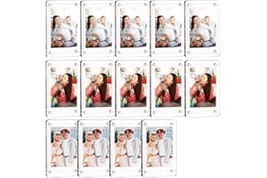 Yncotte 14 Pack Acrylic Magnetic Picture Frames, 2.3 * 3.5 Inch Acrylic Photo Magnets for Refrigerator, Double Sided Mini Picture Frame Magnets Clear for Fujifilm Instax Mini Instant Film