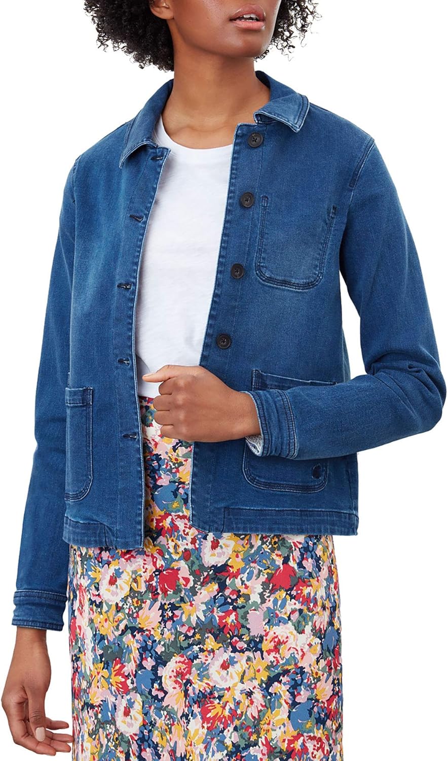 Joules Womens Alice Denim Jacket Mid Indigo Amazon.co.uk Clothing