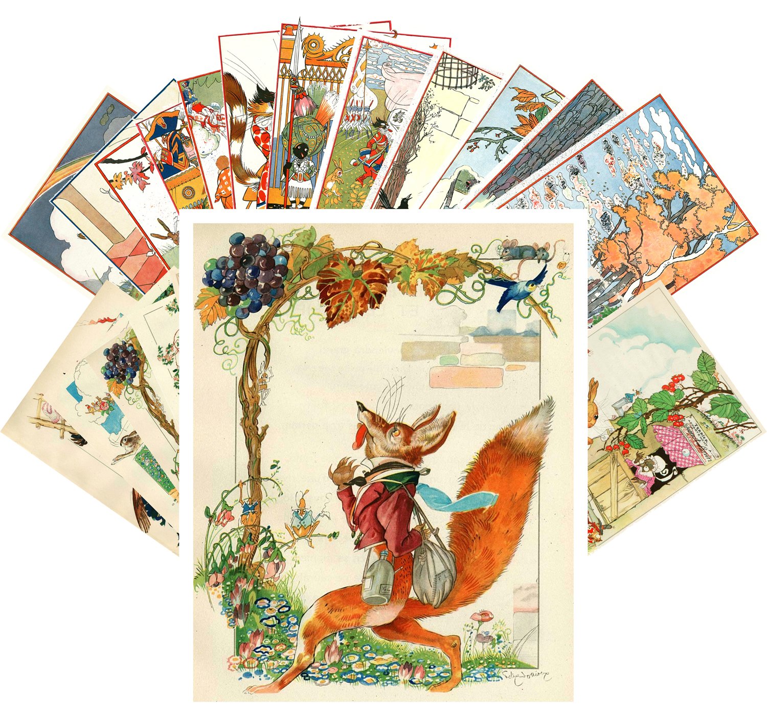 Vintage Postcards 24 pcs Felix Lorioux Vintage Classic Fairy Tales Book Art