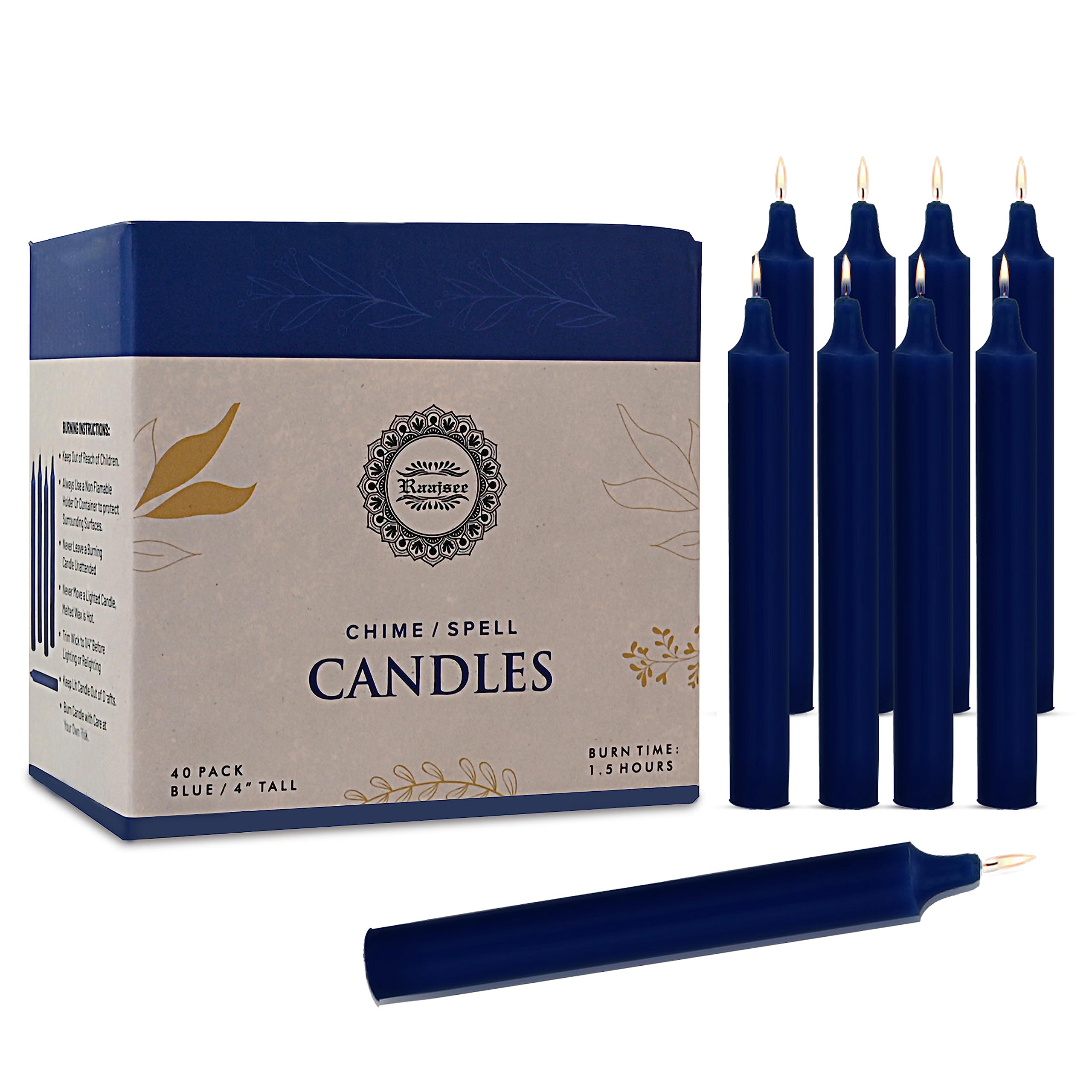 Raajsee Unscented Mini Taper Candles Royal Blue | 4 Inches (H) Dinner Candle Sticks| Smokeless, and Dripless| Paraffin Wax with Cotton Wicks | Long Burning Time.