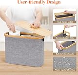 Lifewit Bamboo Toilet Roll Storage Basket Holder Stand 23L Grey view 4