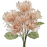 Arborus 6PCS Chrysanthemum Artificial Flowers 4'' Fake Spider Mums Spring Flowers Large Faux Pincushion Flowers for Home Vase