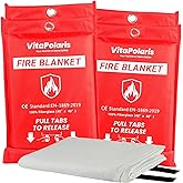 VitaPolaris Heavy-Duty Emergency Fire Blanket, 4 Pack – Fireproof Fiberglass Blanket for Kitchen, Home, Car, Grill, Fireplace, Camping, Heat Shield, Grease Fires, Emergency Fire Suppression