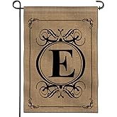 Anley Classic Monogram Letter E Garden Flag, Double Sided Family Last Name Initial Yard Flags - Personalized Welcome Home Decor - Weather Proof & Double Stitched - 18 x 12.5 Inch