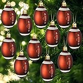 Leitee 12 Pcs Christmas Plastic Football 2.36 Inch Xmas Tree Ornaments with Hanging Loop Sports Theme Decorative Hanging Ornaments for Holiday Party Christmas Tree Home