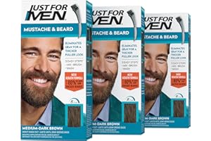 Just For Men Mustache and Beard Brush-In Color Gel, Medium Dark Brown (Pack of 3)