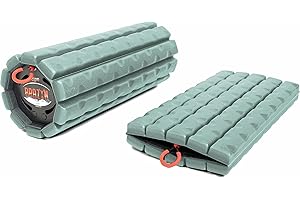 Brazyn Morph Foam Roller (Bravo-Sage): Collapsible Travel Foam Roller for Pain Relief, Workout Muscle Recovery, Back Massager, Deep Tissue Leg Massage, Back Cracker, Stretcher; Small, Portable
