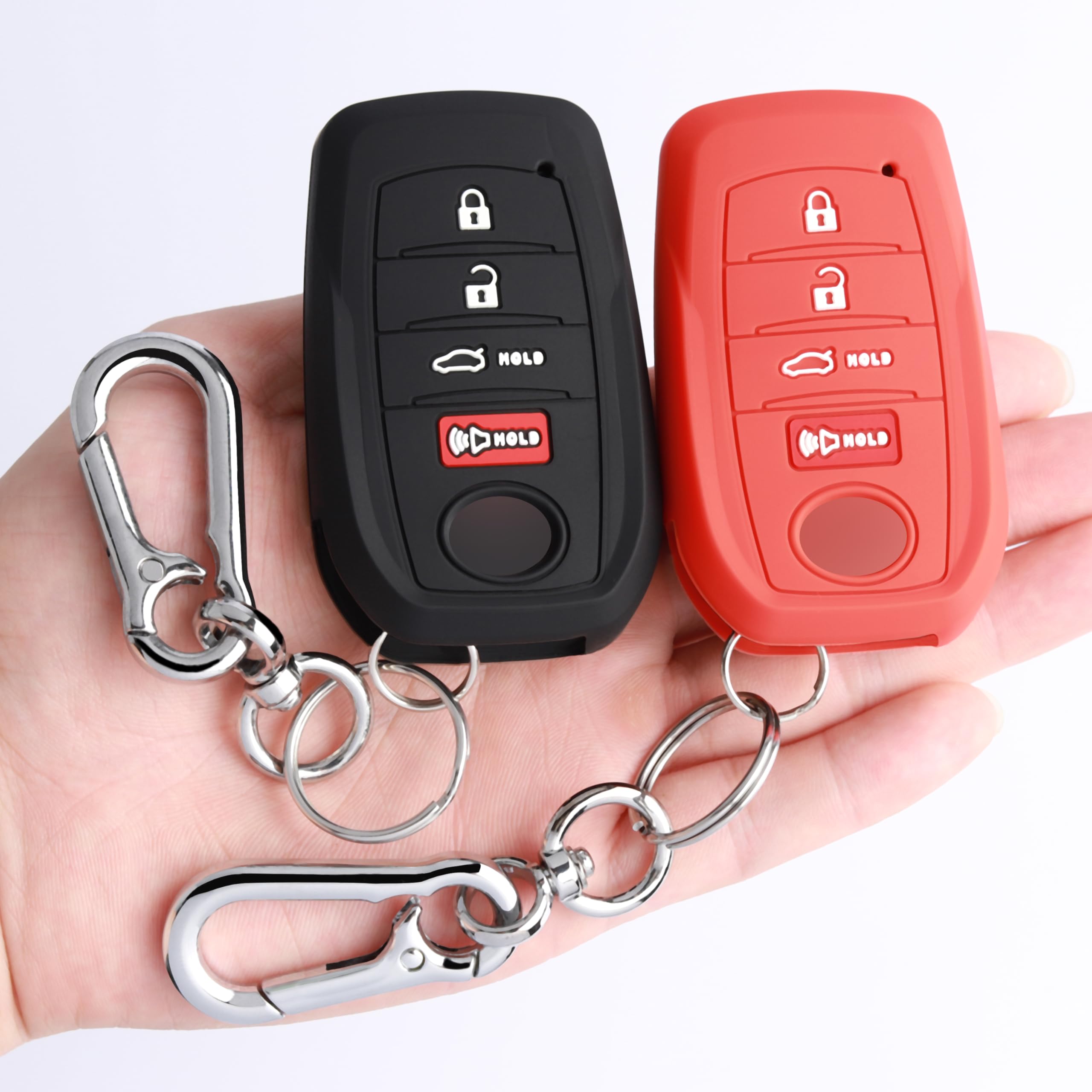 Photo 1 of TANDRIVE Key Fob Cover for Toyota 2025 Camry and 2025 2024 2023 Corolla Crown, 4-Button, Silicone, 2-Pack, Black and Red