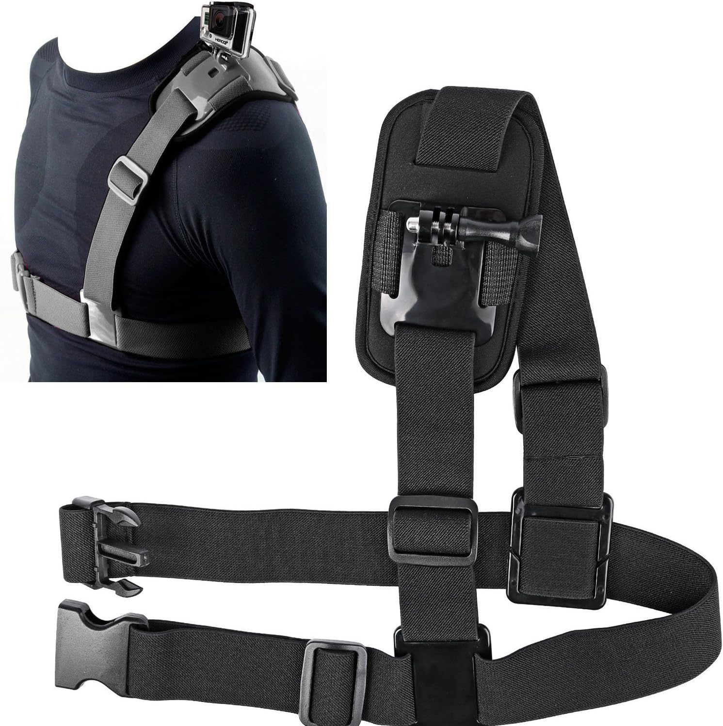 SUNMENCO Adjustable Single Shoulder Chest Mount Harness Chesty Strap for Gopro AKASO/Apeman/Pictek/DBPOWER/WIMIUS/Lightdow/Cymas Action Camera Accessories