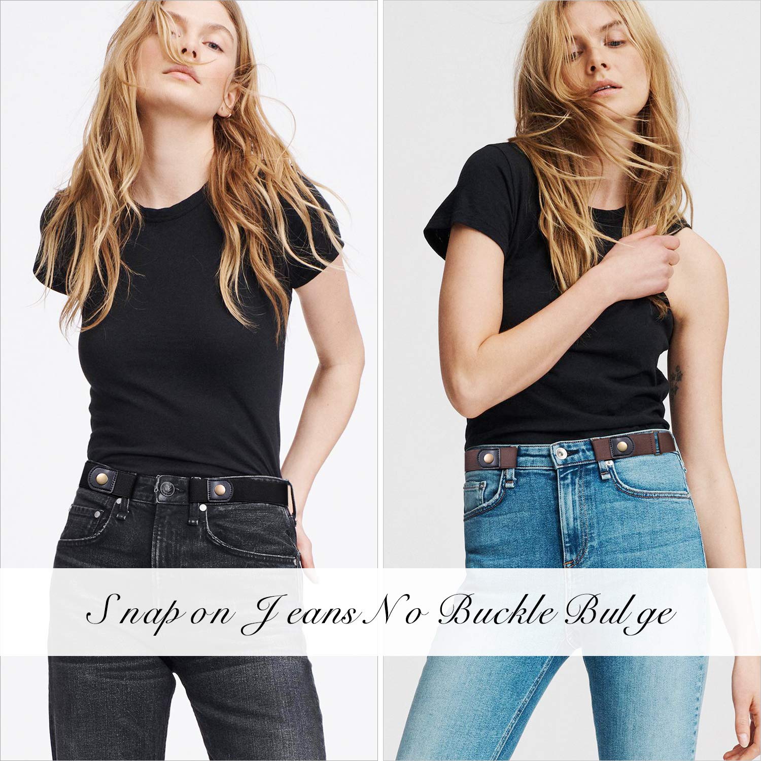 no buckle invisible stretch belt buckle-free elastic belt for women 4 pack