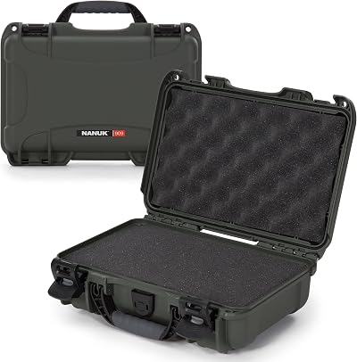 NANUK 909 Protective Case Olive NK-7 Resin Waterproof Custom Foam Insert 32cm