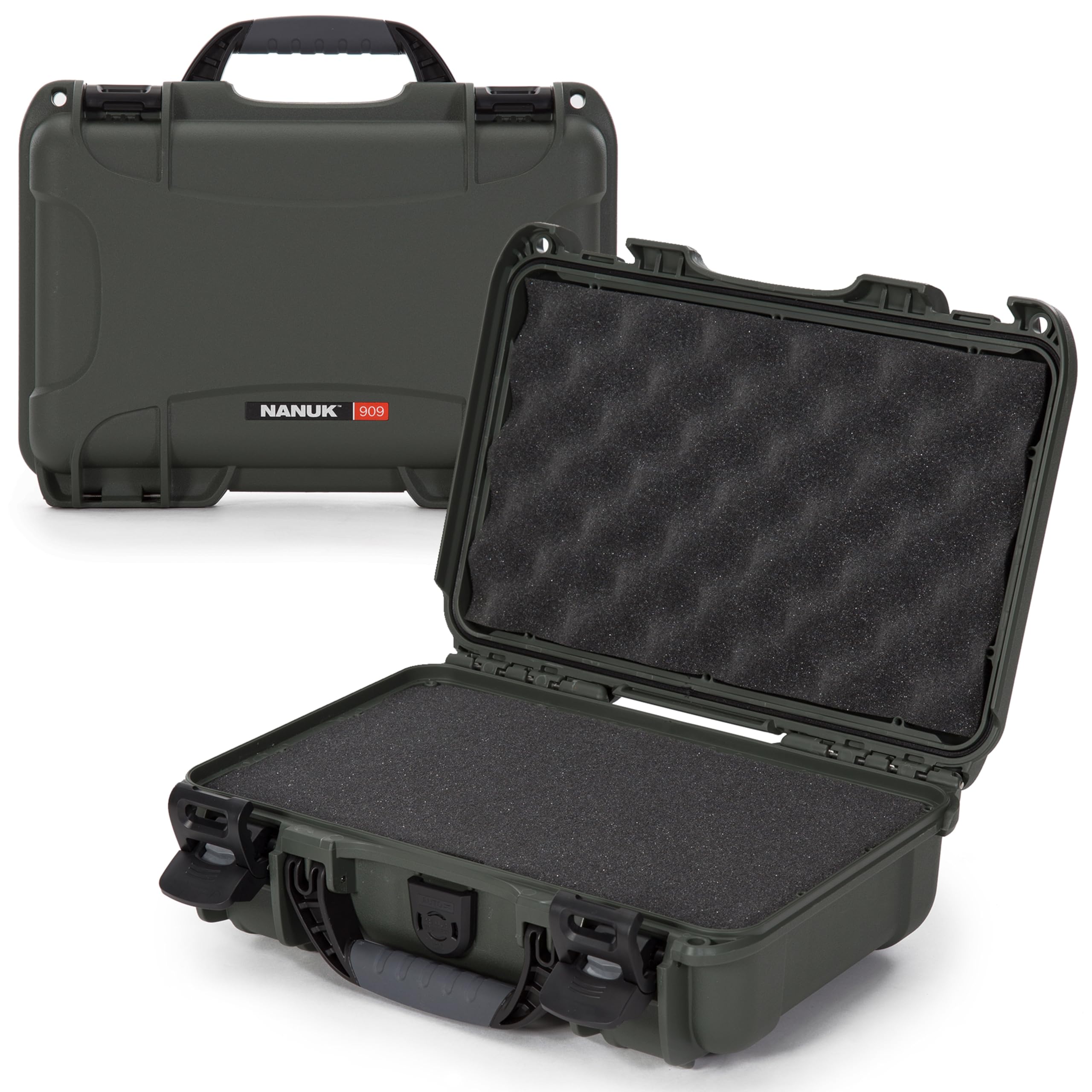 NANUK 909 - Waterproof NK-7 Resin Protective case with Customisable Foam Insert (32 x 22.9 x 11.2 cm) - Olive — image 1