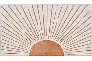 Nogrit Abstract Boho Sun Sunrise Sunset Sunshine Mid Century Modern Waterproof Door Mat Outdoor Entrance 17x30 Inch Non-Slip Doormat for Bohemian Home Front Door Porch Outdoor Indoor Decorations