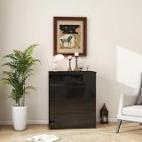Panana Modern High Gloss Drawer Cabinet 4 Drawers Black No Handle view 2