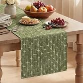 Artoid Mode Olive Green Cross-Star Textured Table Runner, Seasonal Waterproof Rustic Kitchen Dining Table Decoration for Home Party Decor 13x36 Inch