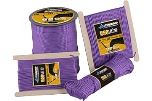 FISHLUND Paracord 550 lb, 7 Strand Type III Paracord Rope 100ft 4mm, High Strength Nylon Parachute Cord for Camping, Survival, Tactical and Hiking, Purple